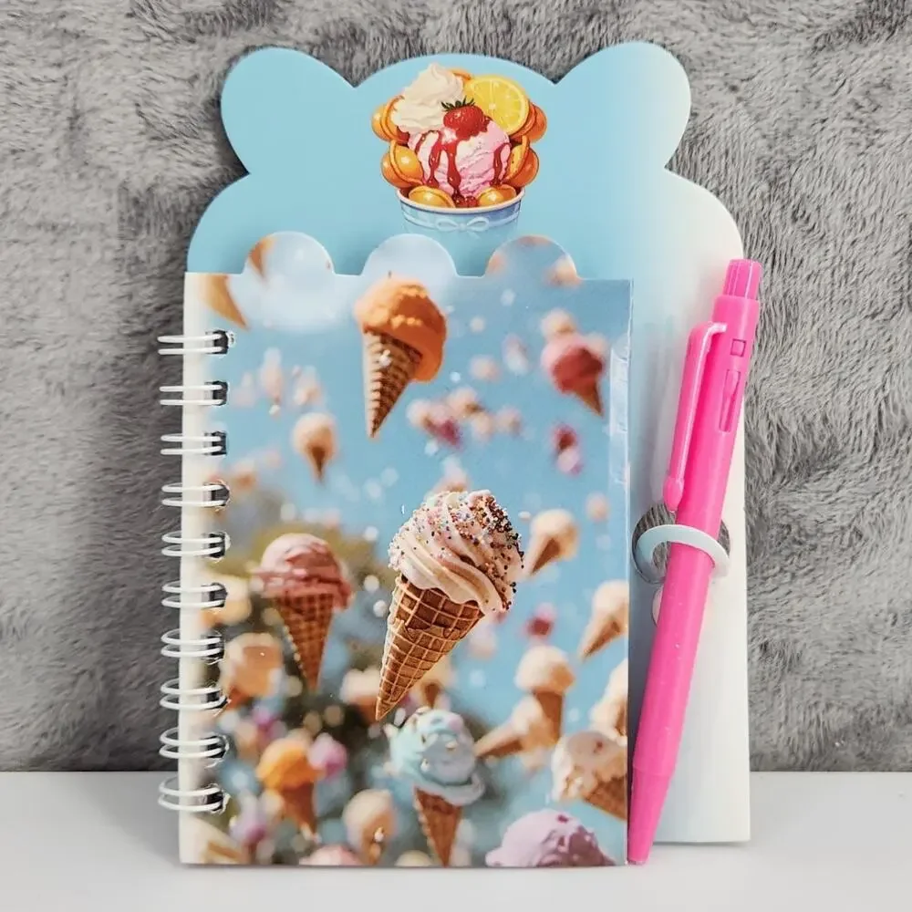 2 Spiral Pocket Notebook/Pen Ice Cream Cones & Treats 4x5.5